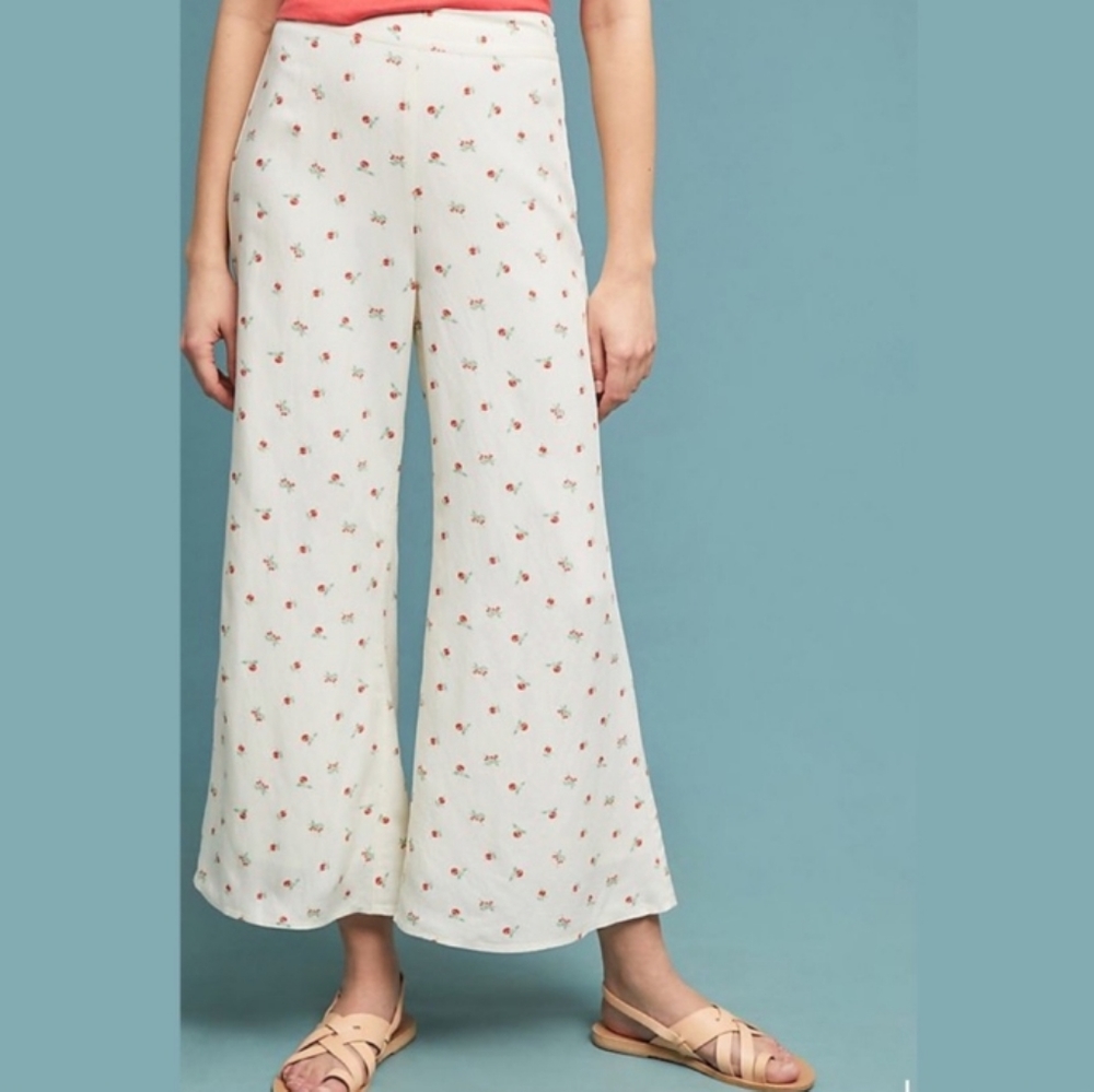 Anthropologie Featherbone Cherry Wide Leg Crop - Picture 4 of 5